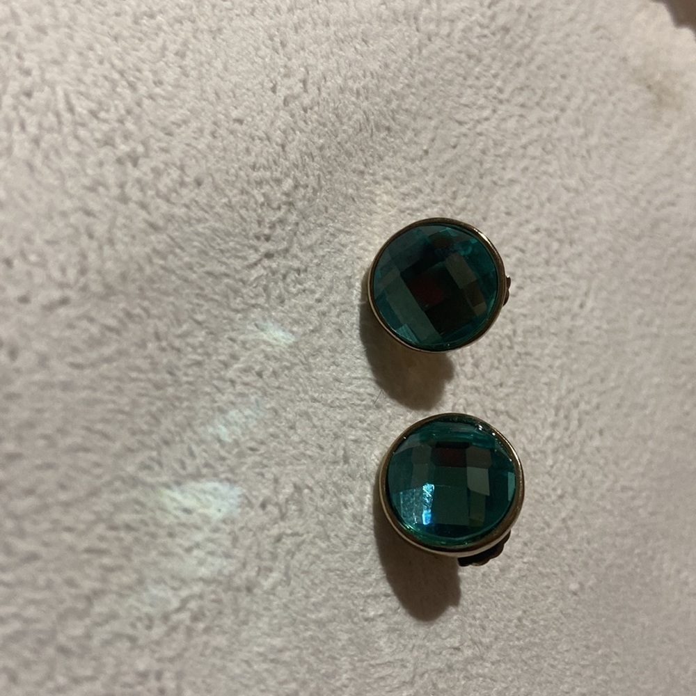 Blue earrings on gold - Picture 3 of 4